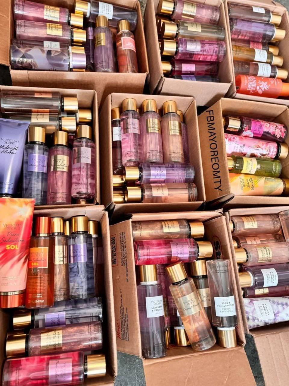 Pallet of Victorias secret cream spray lotion